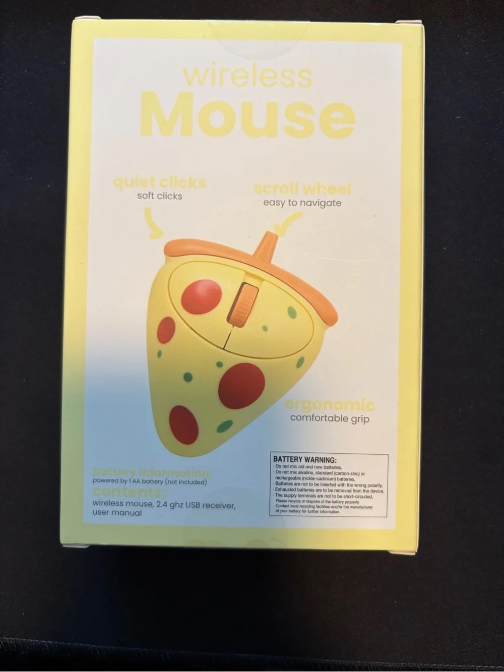Cute Wireless Pizza-Shaped Ergonomic Mouse in Yellow